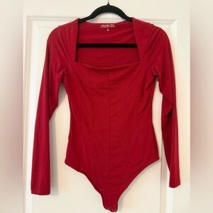 A&F Modal Blend Red Long Sleeve Bodysuit S